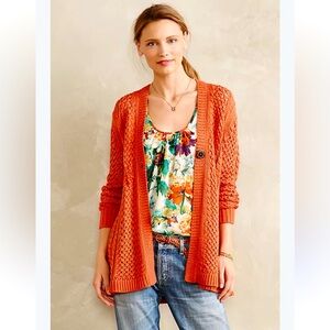 Anthropologie Roste Neira Burnt Orange Crochet Cardigan – Size Small
